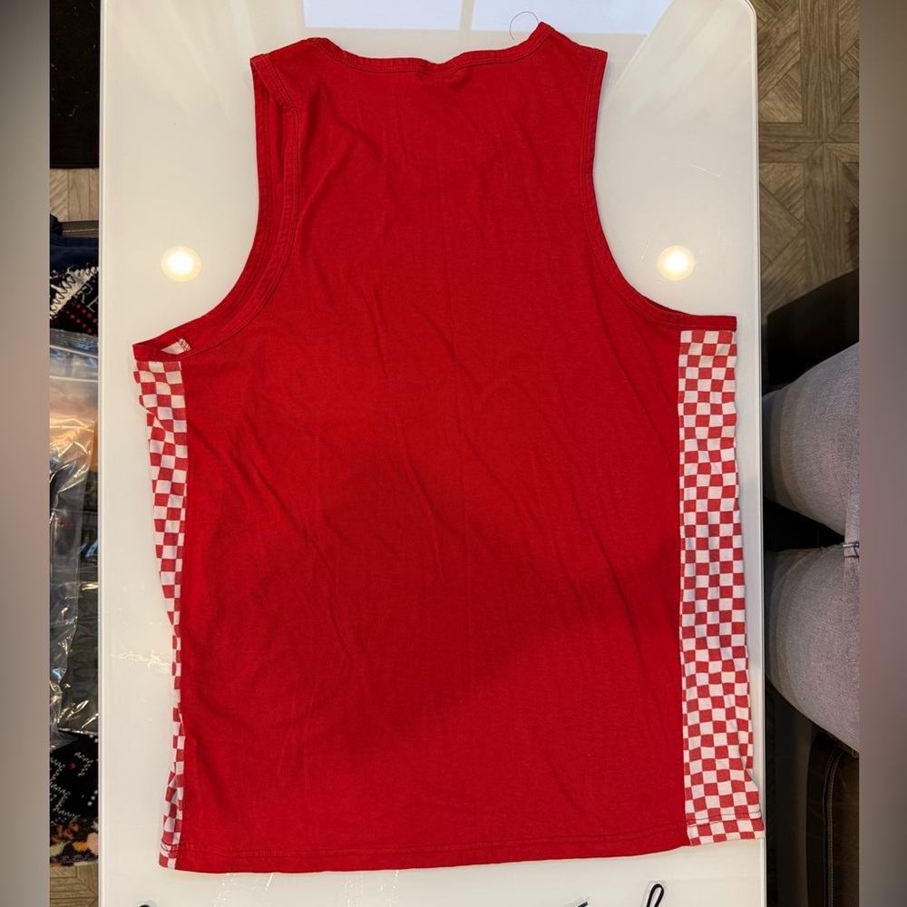BOGO Red Checkered Side-Panel Tank Top
